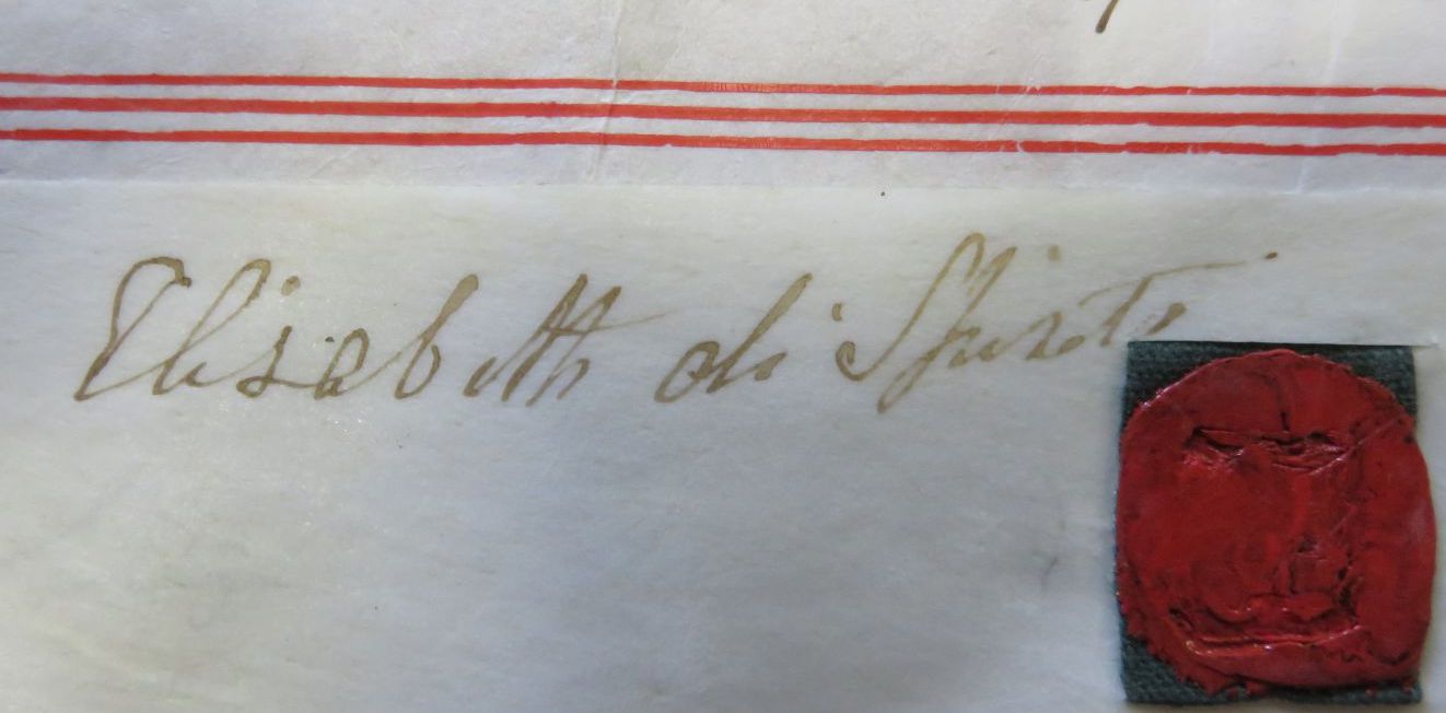 Signature of Elizabeth, Marchesa di Spineto
