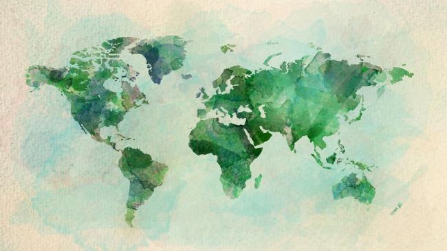 Image of watercolour painting of the world