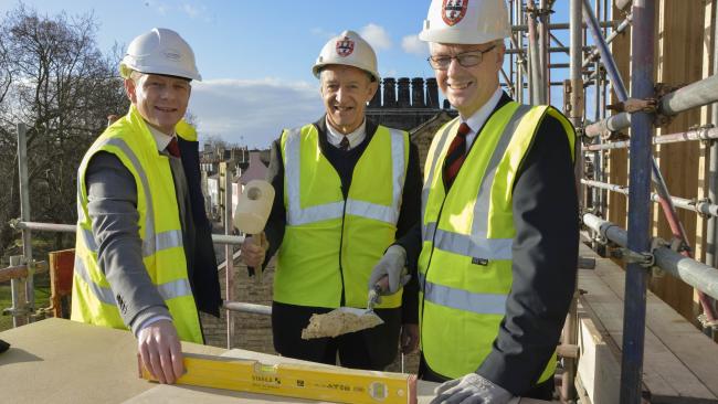 Steve Nugent, Christopher Pratt and Ian White at the topping out ceremony.